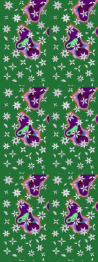 Raster illüstrasyonu. Yeşil ve nötr renkler üzerine çiçek çizimi. Yeşil ve nötr renklerde çiçekler. Çiçek deseni. Şatafatlı bahar bahçesi dokusu.