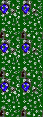 Raster illüstrasyonundaki çiçek desenli çizim. Düz Çiçek Elementleri Tasarımı. Yeşil ve nötr renklerde çiçekler. Renkli Bahar Teması çizim şablonu.