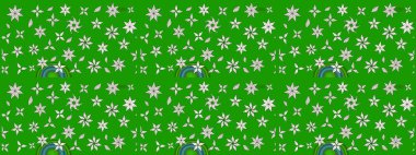 Raster illüstrasyonundaki çiçek desenli çizim. Yeşil ve nötr renkte çiçekler.