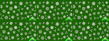 Raster Çiçek İllüstrasyonu 'nun şirin tekstili. Yeşil ve nötr renklerdeki etnik çiçeklerle zarif eskiz deseni.