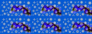 Mavi ve nötr renkler üzerine çiçek çizimi. Şatafatlı bahar bahçesi dokusu. Mavi ve nötr renklerde çiçekler. Çiçek deseni. Raster illüstrasyonu.