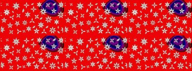 Kırmızı ve nötr renklerde çiçekler. Düz Çiçek Elementleri Tasarımı. Renkli Yaz Temalı eskiz kalıbı. Çiçekli retro deseni çiz.