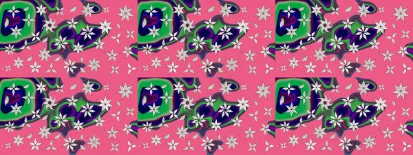 Renkli Bahar Teması eskiz kalıbı. Çiçek desenli çizim. Güzel kumaş deseni. Düz Çiçek Elementleri Tasarımı. Raster illüstrasyonu. Asya tekstil tarzında.