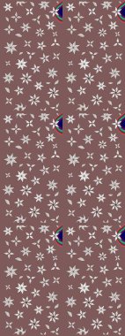 Çiçekli karalama şeklinde Raster çiçek deseni. Kahverengi ve nötr renklerde yaz çiçekleri. Raster illüstrasyonu.