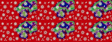 Küçük çiçekteki sevimli çiçek deseni. Raster illüstrasyonu. Kırmızı ve nötr renkte çiçekler.