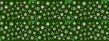 Moda baskıları için zarif bir şablon. Motley illüstrasyonu. Küçük çiçekte güzel bir desen. Küçük renkli çiçekler. Yeşil ve tarafsız çiçekli bahar çiçekleri.