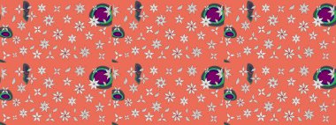 Raster illüstrasyonu. Turuncu ve nötr renklere karalamalar çizilmiş çiçek deseni.