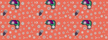 Raster illüstrasyonu. Çiçek desenli eskiz, darbeler, sıçramalar, yaz çiçekleri. Turuncu ve nötr renkte çiçekler.