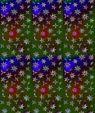 Kumaş desenli papatya çiçeği detayı. Yeşil renkte çiçekler.