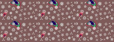 Küçük çiçekteki sevimli çiçek deseni. Kahverengi renkte çiçekler.