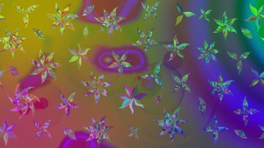 Yeşil renkli çiçekler. Raster illüstrasyonu. Çizim çiçek deseni duvar kağıdı için kullanılabilir.