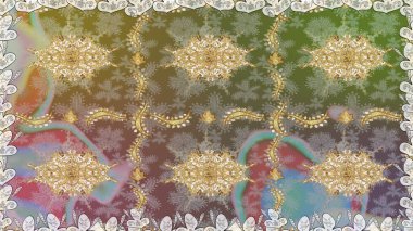 Kusursuz klasik altın desen. Altın elementlerle bej renklerde altın desen. Raster geleneksel oryantasyon süsü.