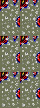 Üst manzara, yumuşak yeşil ve nötr renk tarzı. Manzaralı çiçek deseni. Sevgililer günü ve tebrik kartı konsepti için şık bir davetiye. Çiçek kompozisyonu, el boyası, hassas şablon..