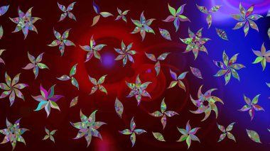 Çiçek deseni. Kahverengi renkli çiçekler. Raster illüstrasyonu. Şatafatlı bahar bahçesi dokusu. Kahverengi renkte çiçek çizimi.