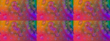 Raster çiçek desenli çiçek deseni, yapraklar, dekoratif elementler, sıçrama, lekeler, el çizimi kontur çizgileri ve Doodle çizim stili, grafik raster çizim çizimi.