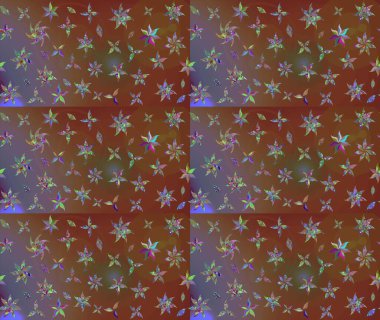 Renkli Yaz Temalı eskiz kalıbı. Raster illüstrasyonundaki çiçek desenli çizim. Düz Çiçek Elementleri Tasarımı. Kahverengi renkte çiçekler.