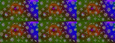 Yeşil renkli etnik çiçeklerle süslenmiş zarif bir eskiz şekli. Raster Çiçek İllüstrasyon Şirin Tekstil.