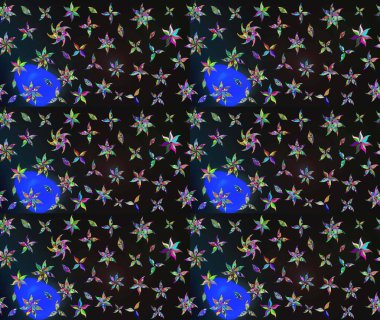 Raster düz çiçek çizim deseni. Hediye ambalaj kağıdı, tebrik kartları, posterler ve pankart tasarımı. Gri renkli çiçekler.