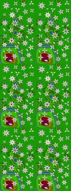 Renkli Yaz Temalı eskiz kalıbı. Güzel kumaş deseni. Düz Çiçek Elementleri Tasarımı. Raster illüstrasyonunda çiçek deseni çizimi.