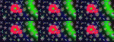 Raster illüstrasyonu. Güzel kumaş deseni. Bahar çiçekli güzel bir çiçek deseni..