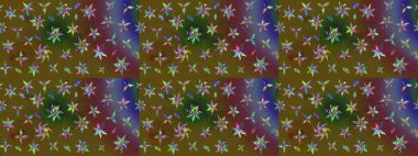 3D çiçekler, eskiz. Yeşil renklerde. Raster illüstrasyonu.