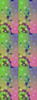 Raster. Yeşil ve nötr renkte güzel çiçekli eskiz deseni, suluboya çiçek deseni, duvar kağıdı, kart veya kumaş için fayanslı.