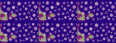 Raster illüstrasyonu. Mavi renkli çiçekler. Çiçek desenli çizim. Asya tekstil tarzında. Renkli Bahar Teması eskiz kalıbı. Düz Çiçek Elementleri Tasarımı.