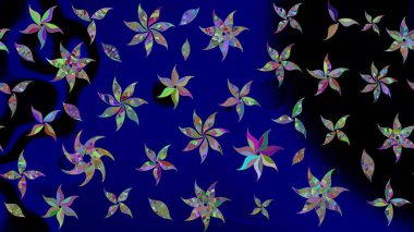 El çizimi. Güzel kumaş deseni. Raster illüstrasyonu. Çiçekler, dallar, otlar ve çiçekler.