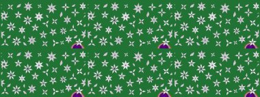 Kumaş desenli papatya çiçeği detayı. Yeşil renkte çiçekler.