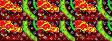 Raster illüstrasyonu. Çizim çiçek deseni duvar kâğıdı olarak kullanılabilir. Kırmızı renkte çiçekler.