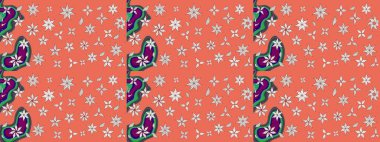 Soyut çiçek çizim kalıbı arka planı. Raster deseni. Raster illüstrasyonu. Turuncu renklerde. Küçük çiçekte sevimli çiçek deseni var..