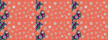 Soyut çiçek çizim kalıbı arka planı. Raster deseni. Raster illüstrasyonu. Turuncu renklerde. Küçük çiçekte sevimli çiçek deseni var..