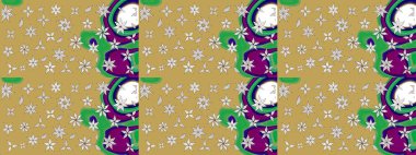 Çok renkli, zarif küçük çiçekler ve sarı renkli komik böcekler, raster desen, illüstrasyon..