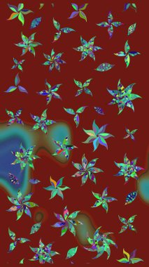 Küçük çiçekteki sevimli çiçek deseni. Raster deseni. Kırmızı renklerde. Soyut çiçek çizim kalıbı arka planı. Raster illüstrasyonu.