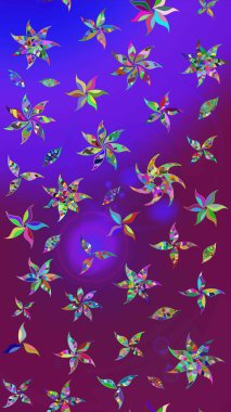 Düz Çiçek Elementleri Tasarımı. Renkli Bahar Teması eskiz kalıbı. Raster..