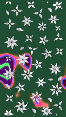 Manzaralı çiçek deseni. Üst manzara, yumuşak yeşil renk tarzı. Çiçek kompozisyonu, el boyası, hassas şablon. Sevgililer günü ve tebrik kartı konsepti için şık bir davet.