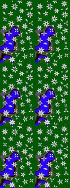 Soyut etnik raster çizim kalıbı. Çiçekler. Vadinin yeşil renkli çiçekleri.