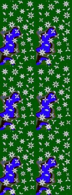 Soyut etnik raster çizim kalıbı. Çiçekler. Vadinin yeşil renkli çiçekleri.