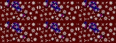 Kırmızı ve nötr renklerde çiçekler. Raster illüstrasyonunda çiçek deseni çizimi.