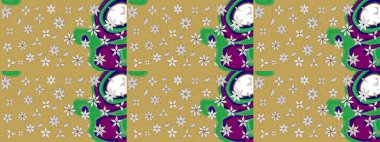 Çok renkli, zarif küçük çiçekler ve sarı renkli komik böcekler, raster desen, illüstrasyon..