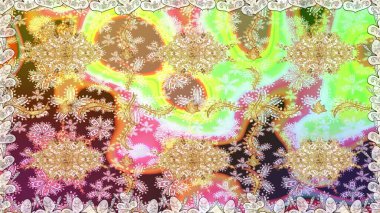 Raster. Tarafsız renklerde, altın elementlerle kusursuz desen. Kusursuz altın desenli bukleler. Hassas altın deseni açın. Doğu tarzı arabesk. Parlak dantel, stilize çiçekler, şal desenli.