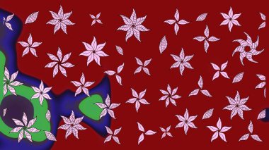 Küçük çiçekteki sevimli çiçek deseni. Kırmızı renklerde. Raster illüstrasyonu. Raster deseni. Soyut çiçek çizim kalıbı arkaplanı.