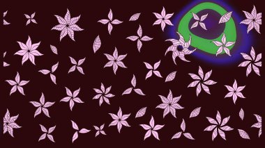 Raster Modaya uygun kumaş deseni. Renkli Bahar Teması eskiz kalıbı. Kahverengi renkli şirin çiçek deseni. Düz Çiçek Elementleri Tasarımı.