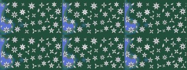 Patlayan çiçekler soyut olarak yerleştirilmiş. Raster deseni. Yumuşak, yeşil renkli bahar çiçekleri. Raster illüstrasyonu.