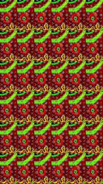 Küçük çiçekteki sevimli çiçek deseni. Raster illüstrasyonu. Kırmızı renkte çiçekler.