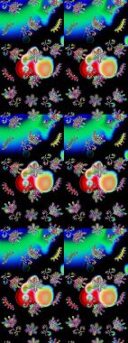 Yüzey için tekrarlanan doku, ambalaj kağıdı, siyah, mavi ve yeşil renkli kar tanesi. Kış kar taneleri, raster arka plan.