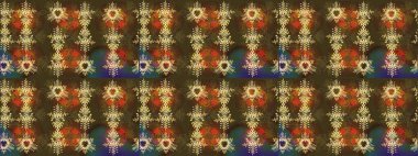 Modern soyut tasarım posteri, kapak, kahverengi, yeşil ve sarı renkli kart tasarımı. Kar taneleri tasarımı. Retro tarzı, kış elementleri. Moda olmuş kar taneleri ve elementler Memphis kartları.