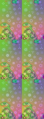 Yeşil renkte güzel bir tekstil. Suluboya çiçekli çiçek deseni. Raster illüstrasyonu.