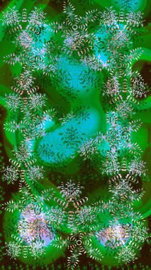 Raster illüstrasyon kar taneleri. Kışın sembolü. Güzel dekorasyon. Yeşil, mavi ve nötr renklerde suluboya kar taneleri.