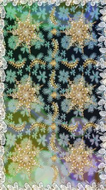 Raster geleneksel, gri renklerde, altın, kusursuz desen. Barok tarzında kusursuz bir doğulu süsü..